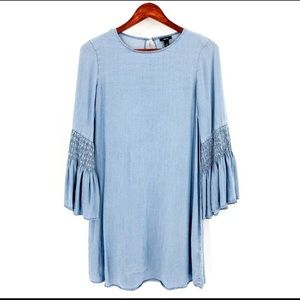 Bell Sleeve Chambray Dress